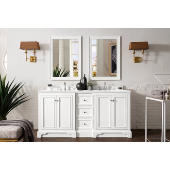 James Martin Furniture De Soto 72'' Bright White w/ White Zeus Top Front View