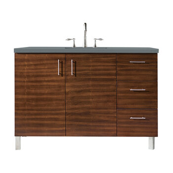 James Martin Furniture Metropolitan 48'' Single Vanity in American Walnut with 3cm (1-3/8'' ) Thick Cala Blue Quartz Top and Rectangle Undermount Sink