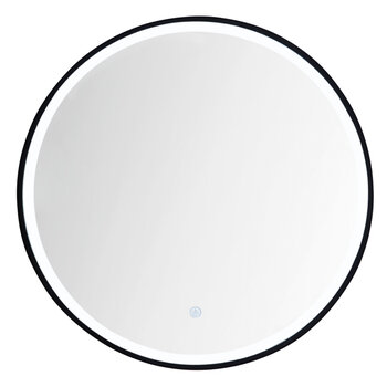 James Martin Furniture Cirque 24'' Diameter Round LED Wall Mounted Mirror with Anti-Fog Technology and Matte Black Frame