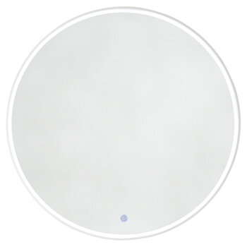James Martin Furniture Cirque 42'' Diameter Round LED Wall Mounted Mirror with Anti-Fog Technology and Glossy White Frame