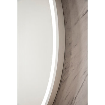 James Martin Furniture Cirque 42'' Diameter Round LED Wall Mounted Mirror with Anti-Fog Technology and Glossy White Frame