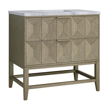 James Martin Furniture Emmeline 36'' Pebble Oak w/ Carrara Marble Top Product View