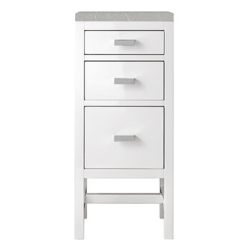 James Martin Furniture Addison 15'' W Base Cabinet with 3 Drawers, Glossy White and 3cm (1-3/8'') Thick Eternal Serena Top