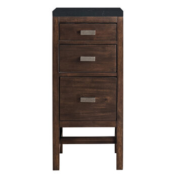 James Martin Furniture Addison 15'' W Base Cabinet with 3 Drawers, Mid Century Acacia and 3cm (1-3/8'') Thick Charcoal Soapstone Quartz Top