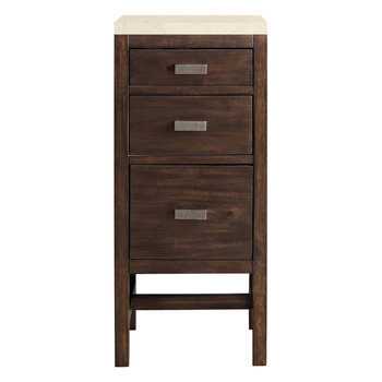 James Martin Furniture Addison 15'' W Base Cabinet with 3 Drawers, Mid Century Acacia and 3cm (1-3/8'') Thick Eternal Marfil Quartz Top