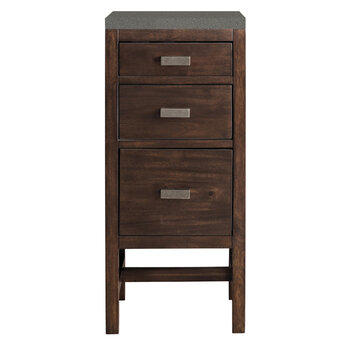 James Martin Furniture Addison 15'' W Base Cabinet with 3 Drawers, Mid Century Acacia and 3cm (1-3/8'') Thick Grey Expo Quartz Top