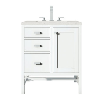 James Martin Furniture Addison 30'' Single Vanity, Glossy White w/ 3 cm (1-3/8'') Thick Lime Delight Quartz Top and Rectangle Undermount Sink Product View