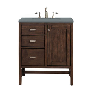 James Martin Furniture Addison 30'' Single Vanity Cabinet in Mid Century Acacia with 3cm (1-3/8'' ) Thick Cala Blue Quartz Top and Rectangle Sink