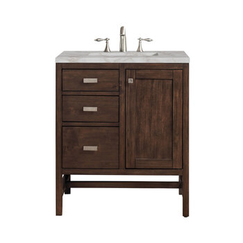 James Martin Furniture Addison 30'' Single Vanity, Mid-Century Acacia w/ 3 cm (1-3/8'') Thick Victorian Silver Quartz Top and Rectangle Undermount Sink Product View