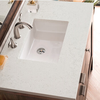 James Martin Furniture Addison 36'' Single Vanity, Mid-Century Acacia w/ 3 cm (1-3/8'') Thick Lime Delight Quartz Top and Rectangle Undermount Sink Overhead Top View
