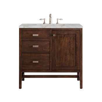 James Martin Furniture Addison 36'' Single Vanity, Mid-Century Acacia w/ 3 cm (1-3/8'') Thick Victorian Silver Quartz Top and Rectangle Undermount Sink Product View