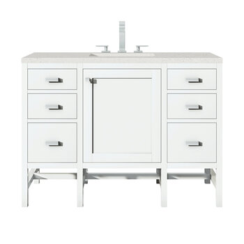 James Martin Furniture Addison 48'' Single Vanity, Glossy White w/ 3 cm (1-3/8'') Thick Lime Delight Quartz Top and Rectangle Undermount Sink Product View