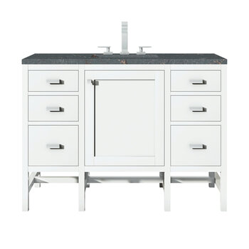 James Martin Furniture Addison 48'' Single Vanity, Glossy White w/ 3 cm (1-3/8'') Thick Parisien Bleu Quartz Top and Rectangle Undermount Sink Product View