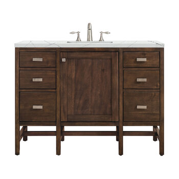 James Martin Furniture Addison 48'' Single Vanity Cabinet in Mid Century Acacia with 3cm (1-3/8'' ) Thick Ethereal Noctis Quartz Top and Rectangle Sink