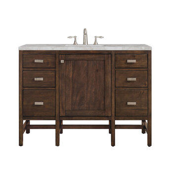 James Martin Furniture Addison 48'' Single Vanity, Mid-Century Acacia w/ 3 cm (1-3/8'') Thick Victorian Silver Quartz Top and Rectangle Undermount Sink Product View