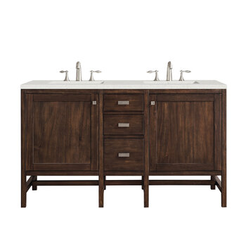 James Martin Furniture Addison 60'' Double Vanity, Mid-Century Acacia w/ 3 cm (1-3/8'') Thick Lime Delight Quartz Top and 2x Rectangle Undermount Sinks Product View