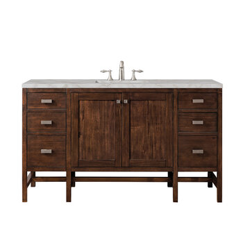 James Martin Furniture Addison 60'' Single Vanity, Mid-Century Acacia w/ 3 cm (1-3/8'') Thick Victorian Silver Quartz Top and Rectangle Undermount Sink Product View