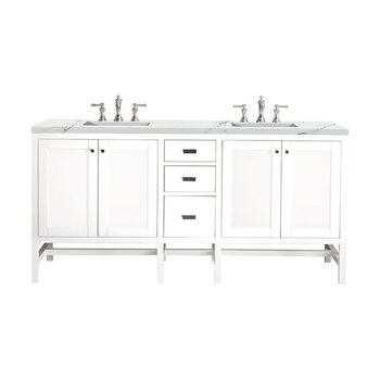 James Martin Furniture Addison 72''  Double Vanity Cabinet in Glossy White with 3cm (1-3/8'' ) Thick Ethereal Noctis Top and Rectangle Undermount Sinks
