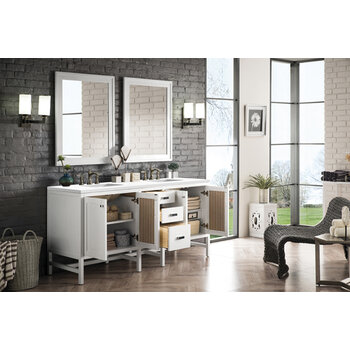 James Martin Furniture Addison 72'' Glossy White w/ White Zeus Top Angle View