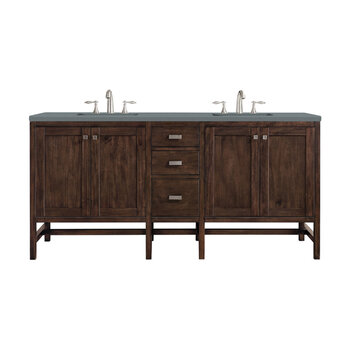 James Martin Furniture Addison 72''  Double Vanity Cabinet in Mid Century Acacia with 3cm (1-3/8'' ) Thick Cala Blue Quartz Top and Rectangle Sinks