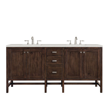 James Martin Furniture Addison 72'' Double Vanity, Mid-Century Acacia w/ 3 cm (1-3/8'') Thick Lime Delight Quartz Top and 2x Rectangle Undermount Sinks Product View