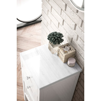 James Martin Furniture Athens 15'' Cabinet with 2 Drawers and Left Opening Door in Glossy White and 3cm (1-3/8'') Thick Arctic Fall Solid Surface Top