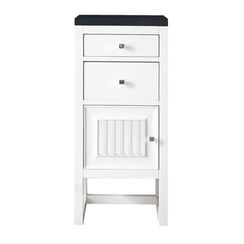 James Martin Furniture Athens 15'' Cabinet with 2 Drawers and Left Opening Door in Glossy White and 3cm (1-3/8'') Thick Charcoal Soapstone Quartz Top