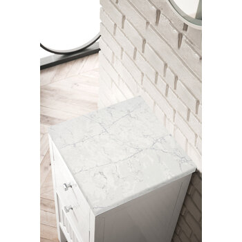 James Martin Furniture Athens 15'' Cabinet with 2 Drawers and Left Opening Door in Glossy White and 3cm (1-3/8'') Thick Eternal Jasmine Pearl Quartz Top