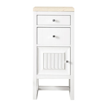 James Martin Furniture Athens 15'' Cabinet with 2 Drawers and Left Opening Door in Glossy White and 3cm (1-3/8'') Thick Eternal Marfil Top