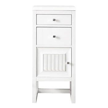 James Martin Furniture Athens 15'' Cabinet w/ Drawers & Door, Glossy White w/ 3cm (1-3/8'') Thick White Zeus Quartz Top