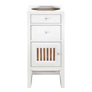 James Martin Furniture Athens 15'' Cabinet with 2 Drawers and Left Opening Door in Glossy White, Base Cabinet Only (No Top)