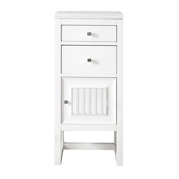 James Martin Furniture Athens 15'' Cabinet with 2 Drawers and Right Opening Door in Glossy White with 3cm (1-3/8'') Thick Arctic Fall Solid Surface Top