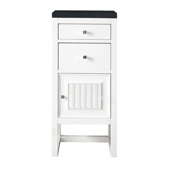James Martin Furniture Athens 15'' Cabinet with 2 Drawers and Right Opening Door in Glossy White with 3cm (1-3/8'') Thick Charcoal Soapstone Quartz Top