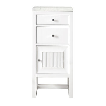 James Martin Furniture Athens 15'' Cabinet w/ 2 Drawers and Right Opening Door in Glossy White with 3cm (1-3/8'') Thick Eternal Jasmine Pearl Quartz Top