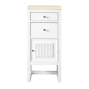 James Martin Furniture Athens 15'' Cabinet with 2 Drawers and Right Opening Door in Glossy White with 3cm (1-3/8'') Thick Eternal Marfil Top