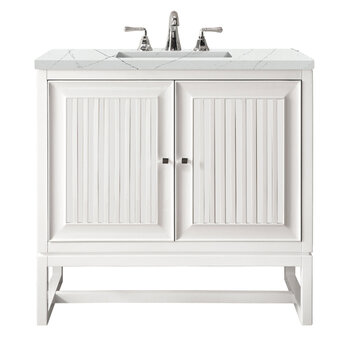James Martin Furniture Athens 30'' Single Vanity Cabinet in Glossy White with 3cm (1-3/8'') Thick Eternal Noctis Top and Rectangle Undermount Sink