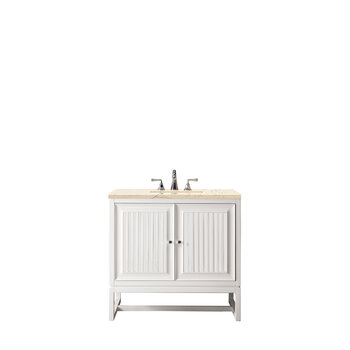 James Martin Furniture Athens 36'' W Single Vanity Cabinet, Glossy White, w/ 3cm (1-3/8'') Thick Eternal Marfil Top