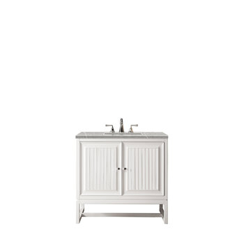 James Martin Furniture Athens 36'' W Single Vanity Cabinet, Glossy White, w/ 3cm (1-3/8'') Thick Eternal Serena Top