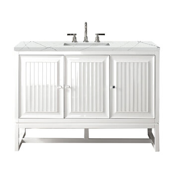 James Martin Furniture Athens 48'' Single Vanity Cabinet in Glossy White with 3cm (1-3/8'') Thick Eternal Noctis Top and Rectangle Undermount Sink
