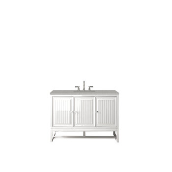 James Martin Furniture Athens 48'' W Single Vanity Cabinet, Glossy White, w/ 3cm (1-3/8'') Thick Eternal Serena Top