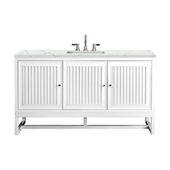 James Martin Furniture Athens 60'' Single Vanity Cabinet in Glossy White with 3cm (1-3/8'') Thick Eternal Noctis Top and Rectangle Undermount Sink