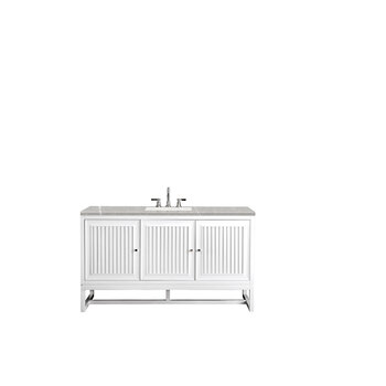 James Martin Furniture Athens 60'' W Single Vanity Cabinet , Glossy White, w/ 3cm (1-3/8'') Thick Eternal Serena Top