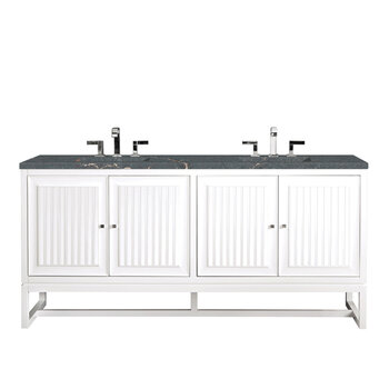 James Martin Furniture Athens 72'' Double Vanity, Glossy White w/ 3 cm (1-3/8'') Thick Parisien Bleu Quartz Top and 2x Rectangle Undermount Sinks Product View