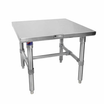 John Boos Machine Stands Stainless Steel Top Work Table w/ Galvanized Base & Bracing & Flat Top