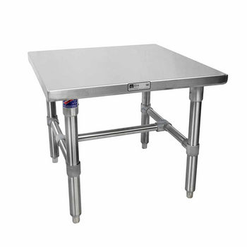 John Boos Machine Stands Stainless Steel Top Work Table w/ Stainless Steel Base & Bracing & Flat Top