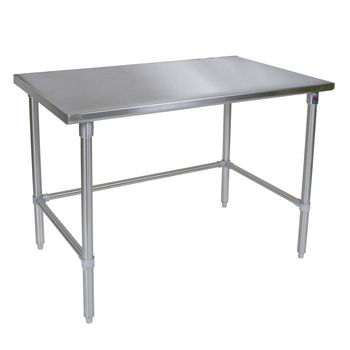 John Boos Stainless Steel Work Table w/ Stainless Steel Bracing & Legs, Flat Top