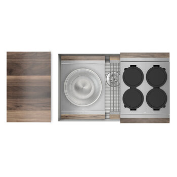 Home Refinements SmartStation 31-1/2'' W Single Sink Set with Stainless Steel Undermount Sink and Walnut Accessories