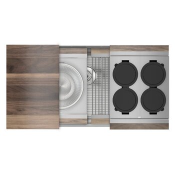 Home Refinements SmartStation 37-1/2'' W Single Sink Set with Stainless Steel Undermount Sink and Walnut Accessories