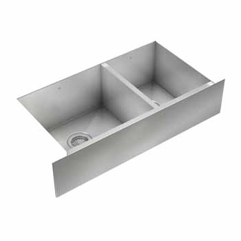 JULIEN ProInox H0 Collection Undermount Double Bowl Kitchen Sink in Stainless Steel, 34"W x 18-1/2"D x 8"H