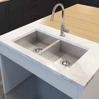 JULIEN ProInox H0 Collection ADA Undermount Double Bowl Kitchen Sink in Stainless Steel, 31"W x 18"D x 5-1/2"H